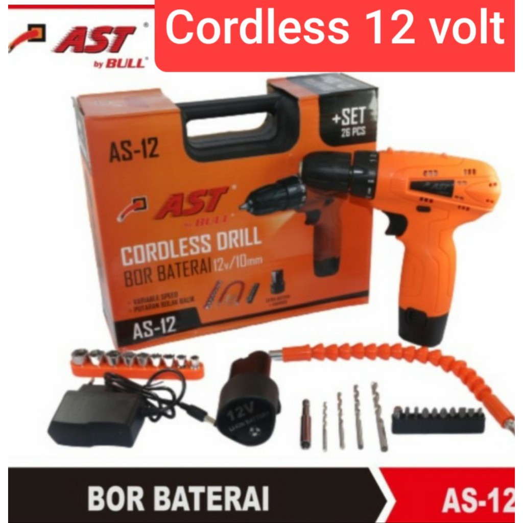 JLD 12V - Set Bor Obeng Bor Baterai 12 Volt 2 Baterai Cordlesss Drill