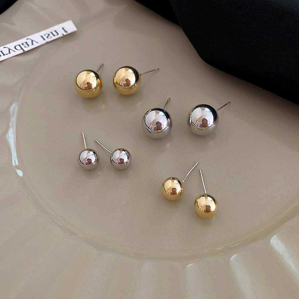 Mxbeauty Anting Emas Gadis Manis Geometri Bola Manik Perancis Manik Anting Perempuan