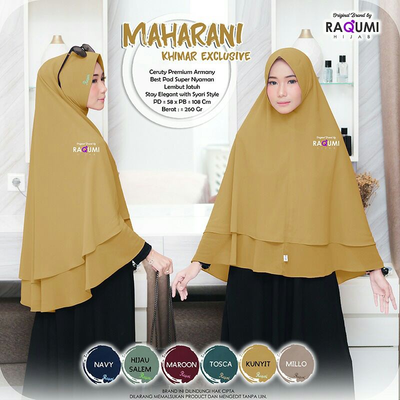 Hijab Khimar Instant Terbaru Maharani Exclusive Original Raqumi