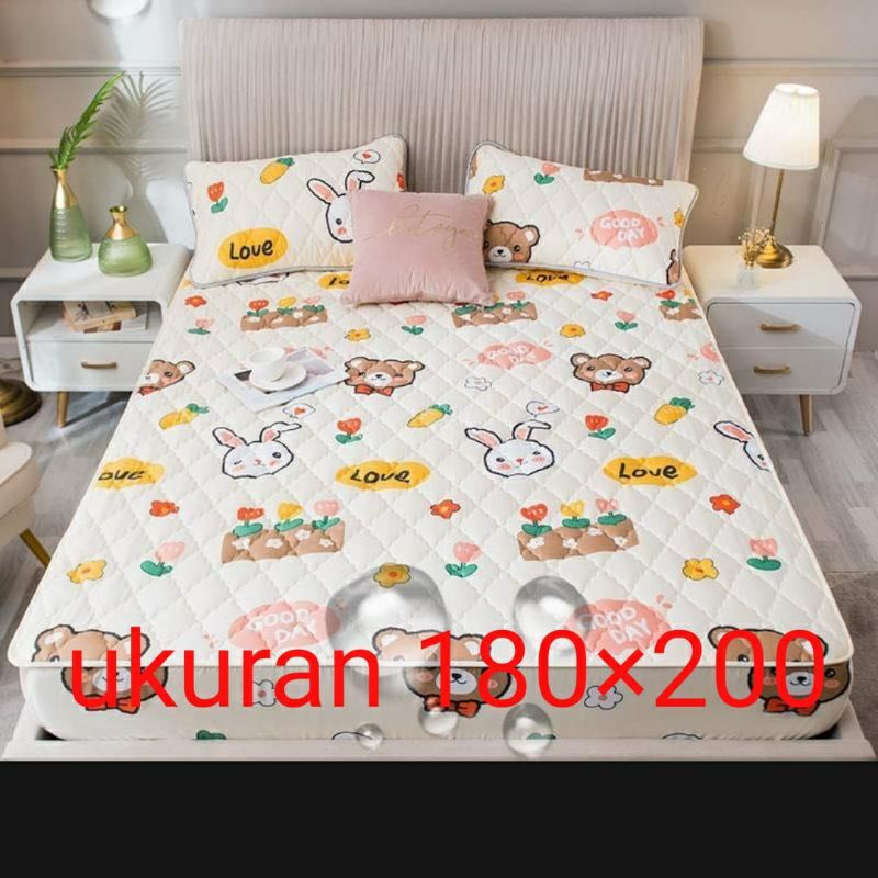 SPREI WATERPROOF MOTIF KARAKTER / SPREI ANTI OMPOL-Boneka putih