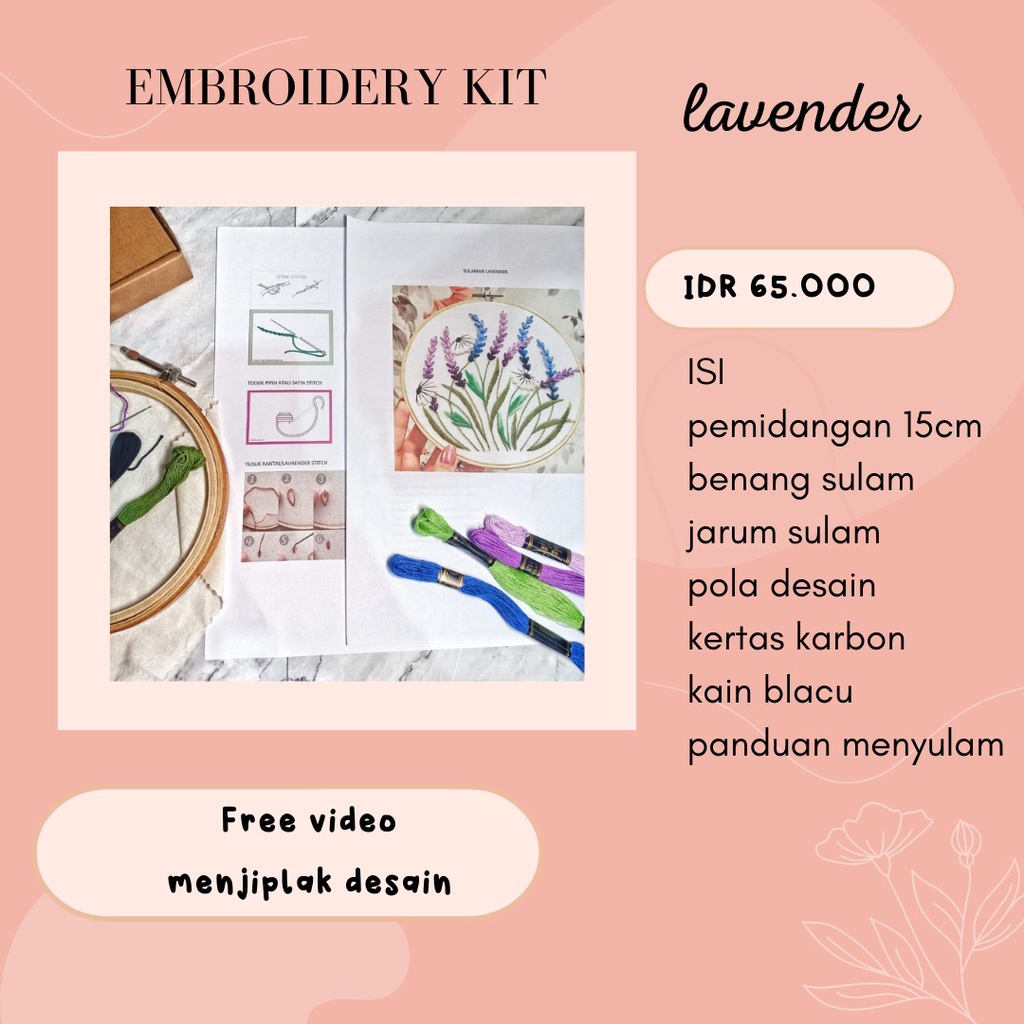 Embroidery lavender  Kit Package - Paket Sulam Tangan