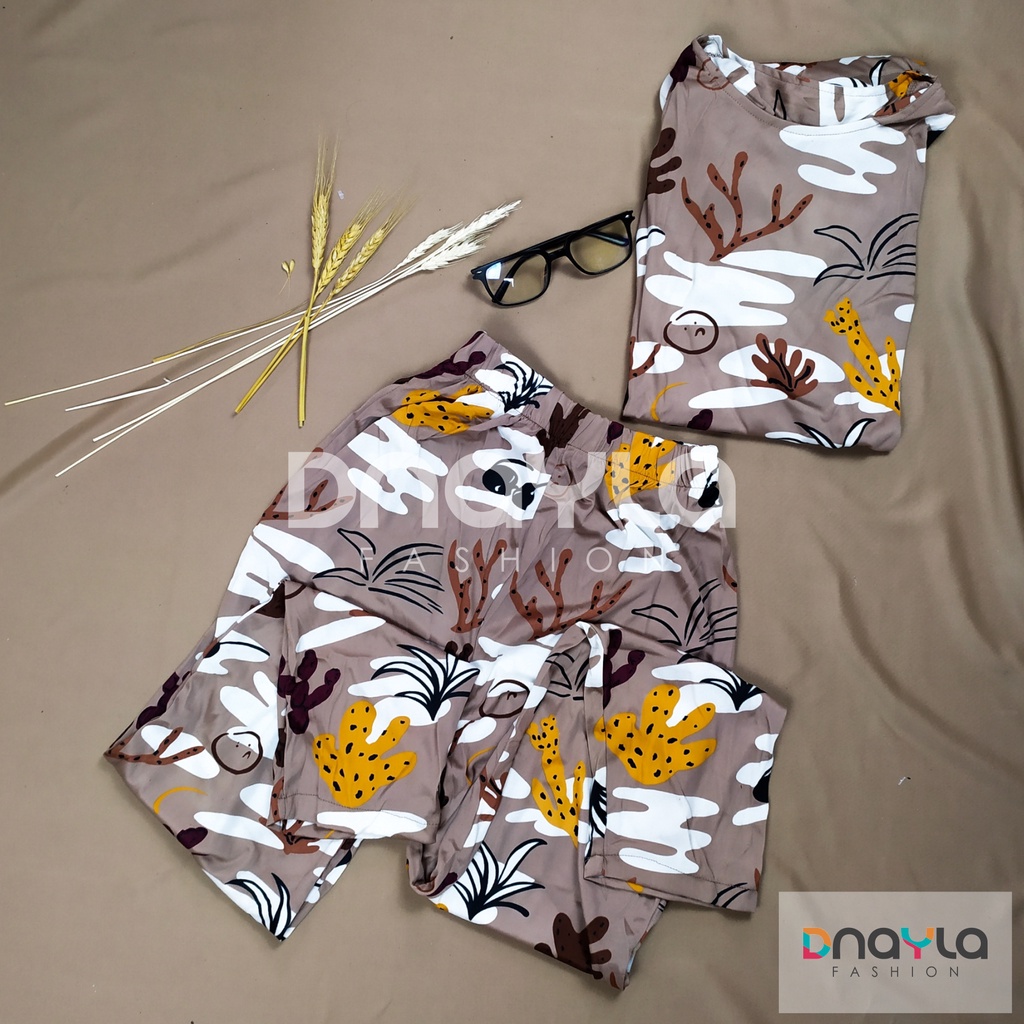 Daily Set Baju Tidur Piyama One Set Setelan Baju Wanita Motif Kaktus