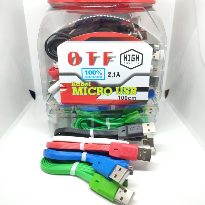 Kabel Data OTF Micro USB Cable Android 100Cm 2.1A 1 Toples isi 50Pcs