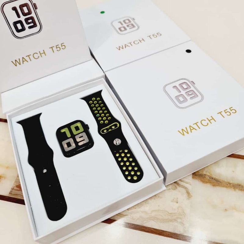 ✅GARANSI UANG KEMBALI✅Jam tangan SMARTWATCH T55 double strap bisa telfon dan ganti walpaper-T55 HITAM HIJAU