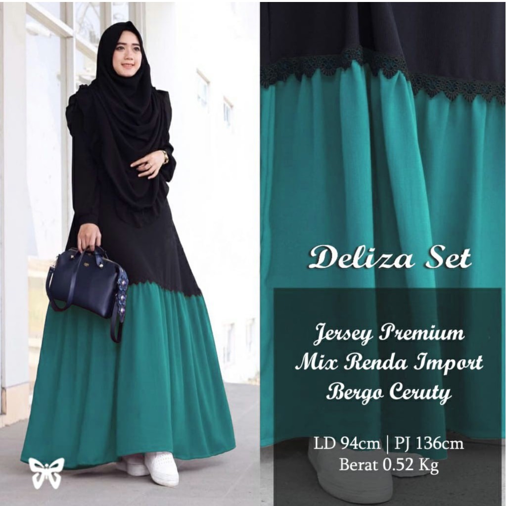 HOPYLOVY - Gamis Syari Maxi Deliza + Bergo