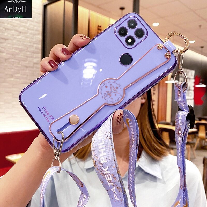 Casing Soft Case OPPO A15 A35 A15S Hias Berlian Imitasi Dengan Tali lanyard