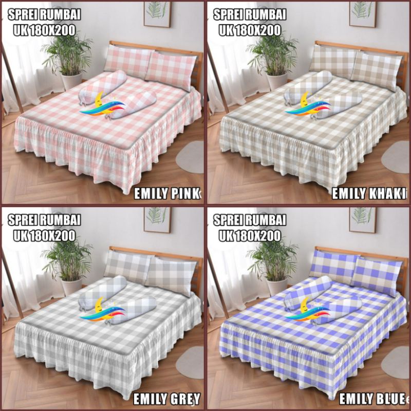 SPREI RUMBAI 180x200 NO 1 KING SIZE MOTIF AESTHETIC KOTAK KOREA EMILY