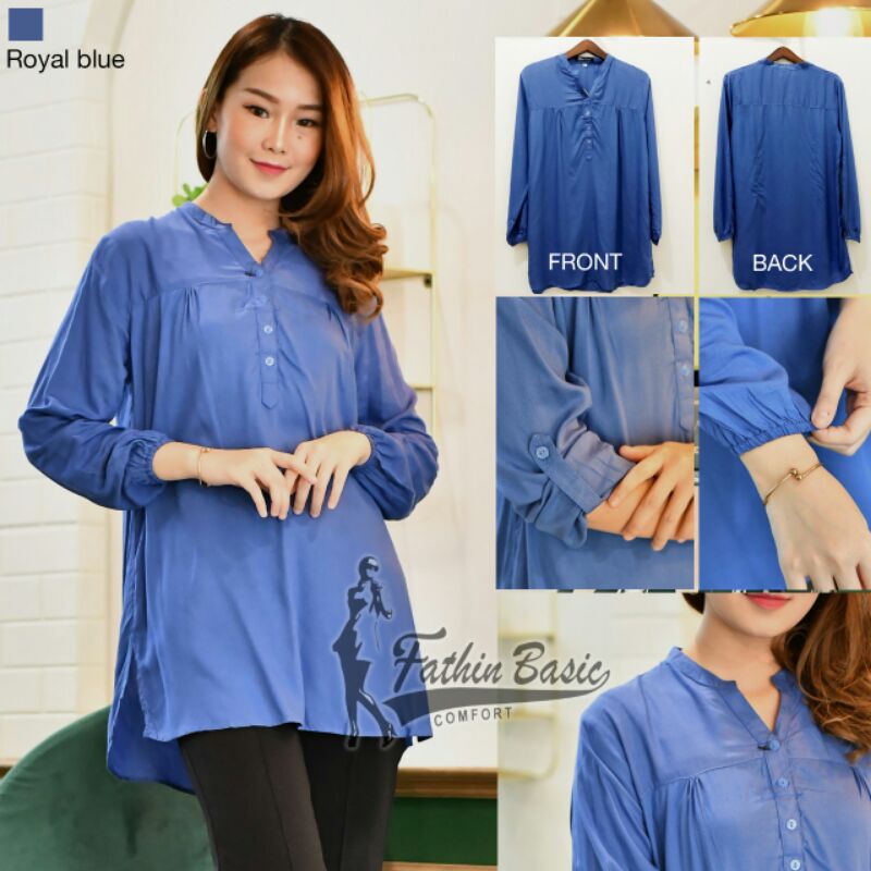 Royal Blue-Blouse Polos Rayon-Blouse Abg-Blouse Jumbo