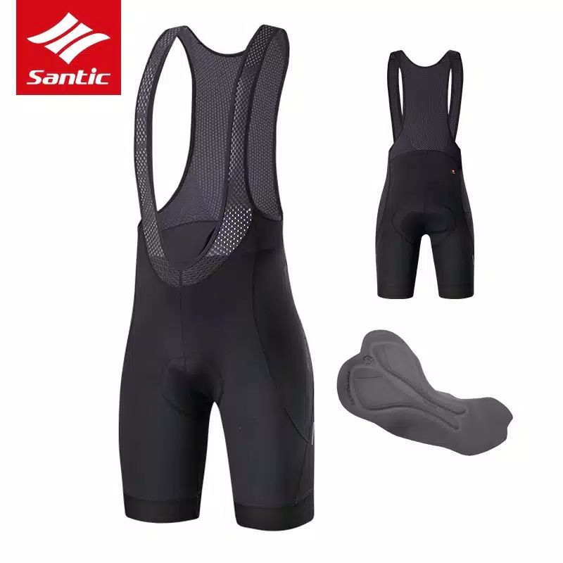 Bib short santic celana pendek sepeda roadbike, MTB Black