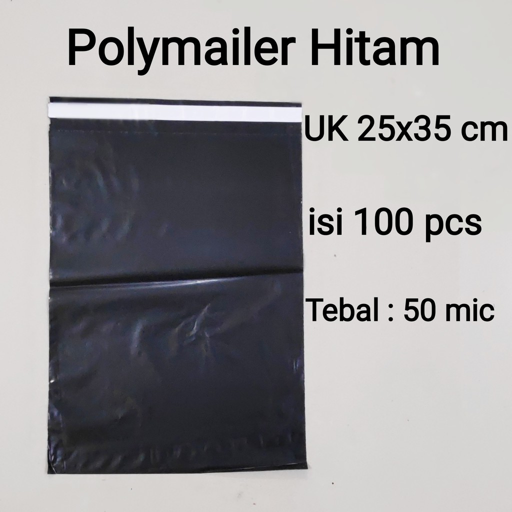 Polymailer uk 25x35 (100pcs) Plastik Packing Lem Hitam, Plastik Lem, Plastik Baju