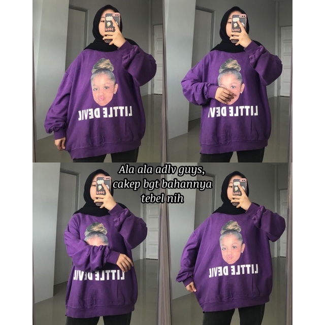 PART I SWEATER OVERSIZE/ CREWNECK THRIFT / PART 2 / SWEATER THRIFT / SWEATER OVERSIZE LENGAN BALON-Ld130 P66 purple