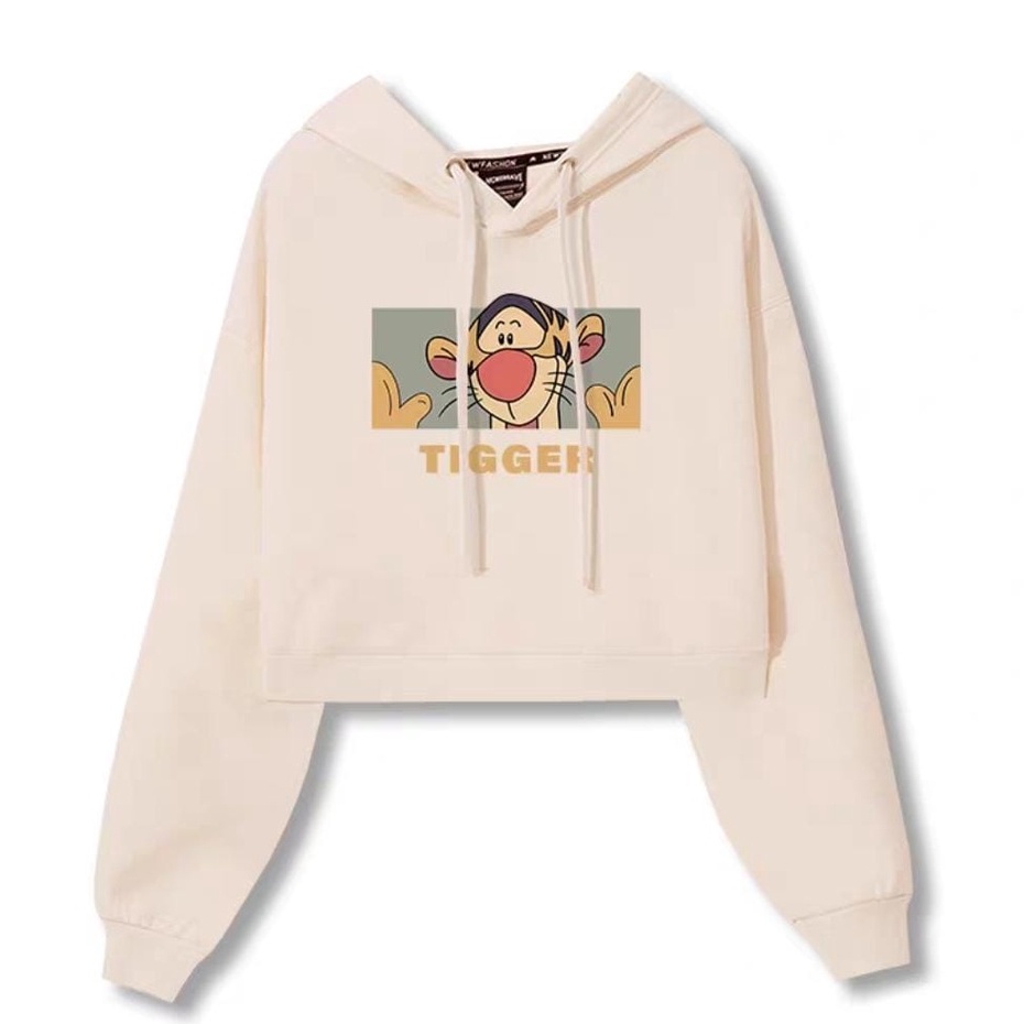 TIGGER CUTE SWEATER HOODIE CROP TOP (V1)