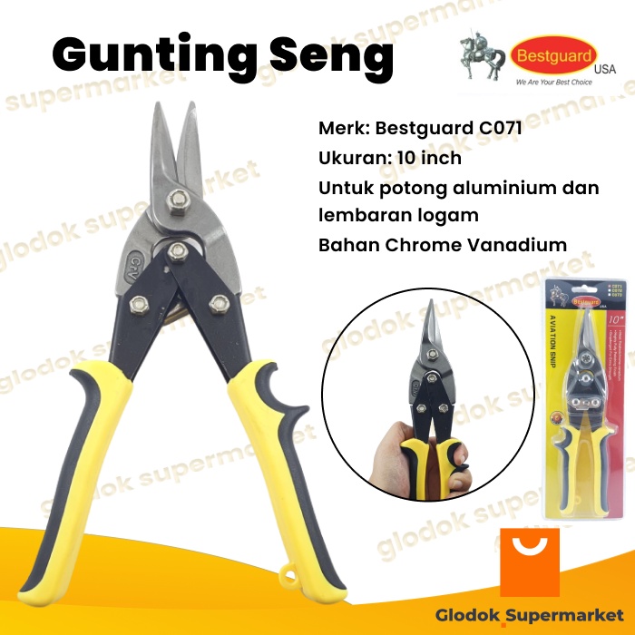 Gunting Seng Baja 10inch Bestguard Aviation Snip Plat Seng Hollow C071