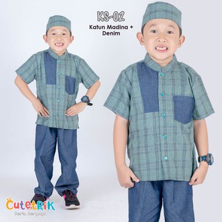 Baju anak laki laki Koko Cutetrik Katun  Toyobo  denim 