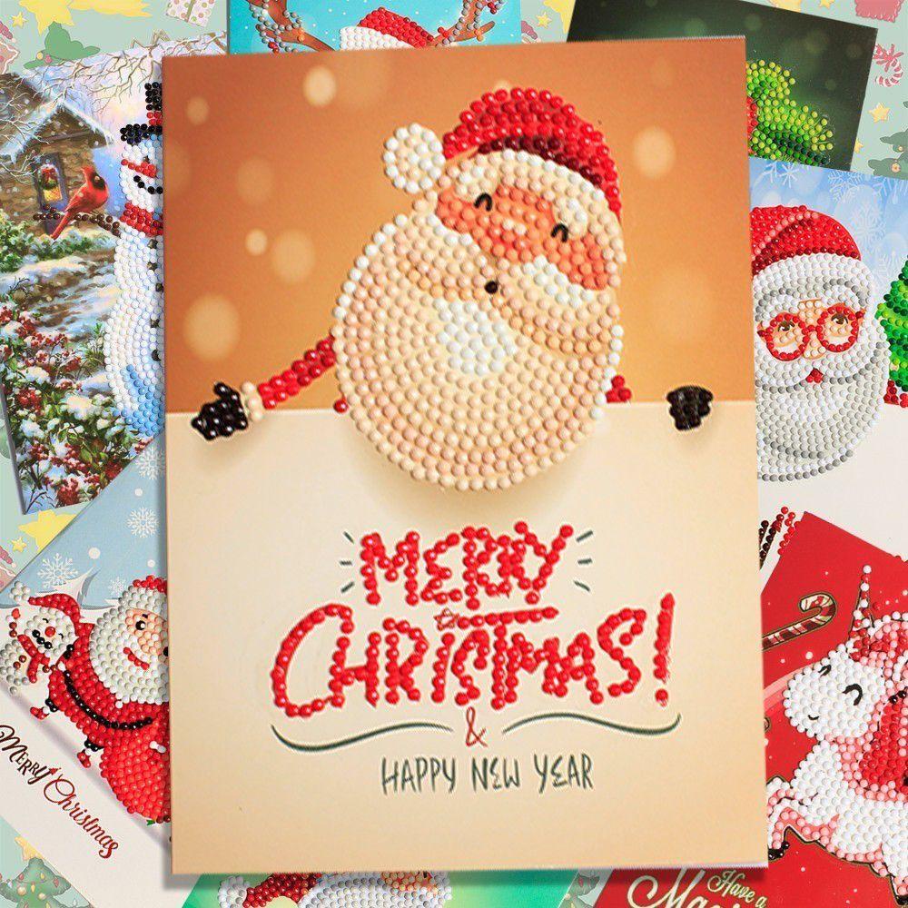 Solighter 8pcs/lot Kartu Undangan Hadiah Natal Merry Christmas Handmade Xmas Postcards