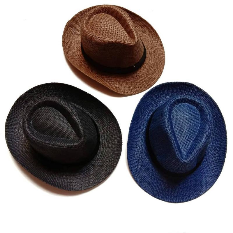 MAY STAR Topi Fedora Korea Jerami Polos Dewasa Kualitas Import