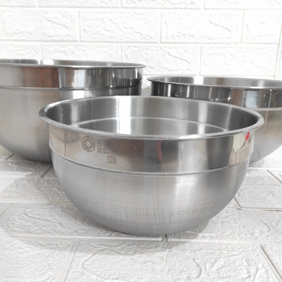 SUPRA Mixing Bowl Stainless Steel Mangkok Baskom Aduk Mixer 21 25 29 33