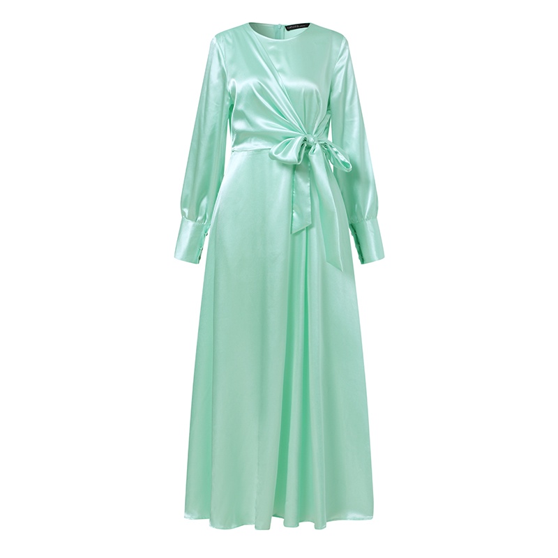 ZANZEA Women Party Gown Long Sleeve Satin Dress Elegant Ladies Maxi Dress