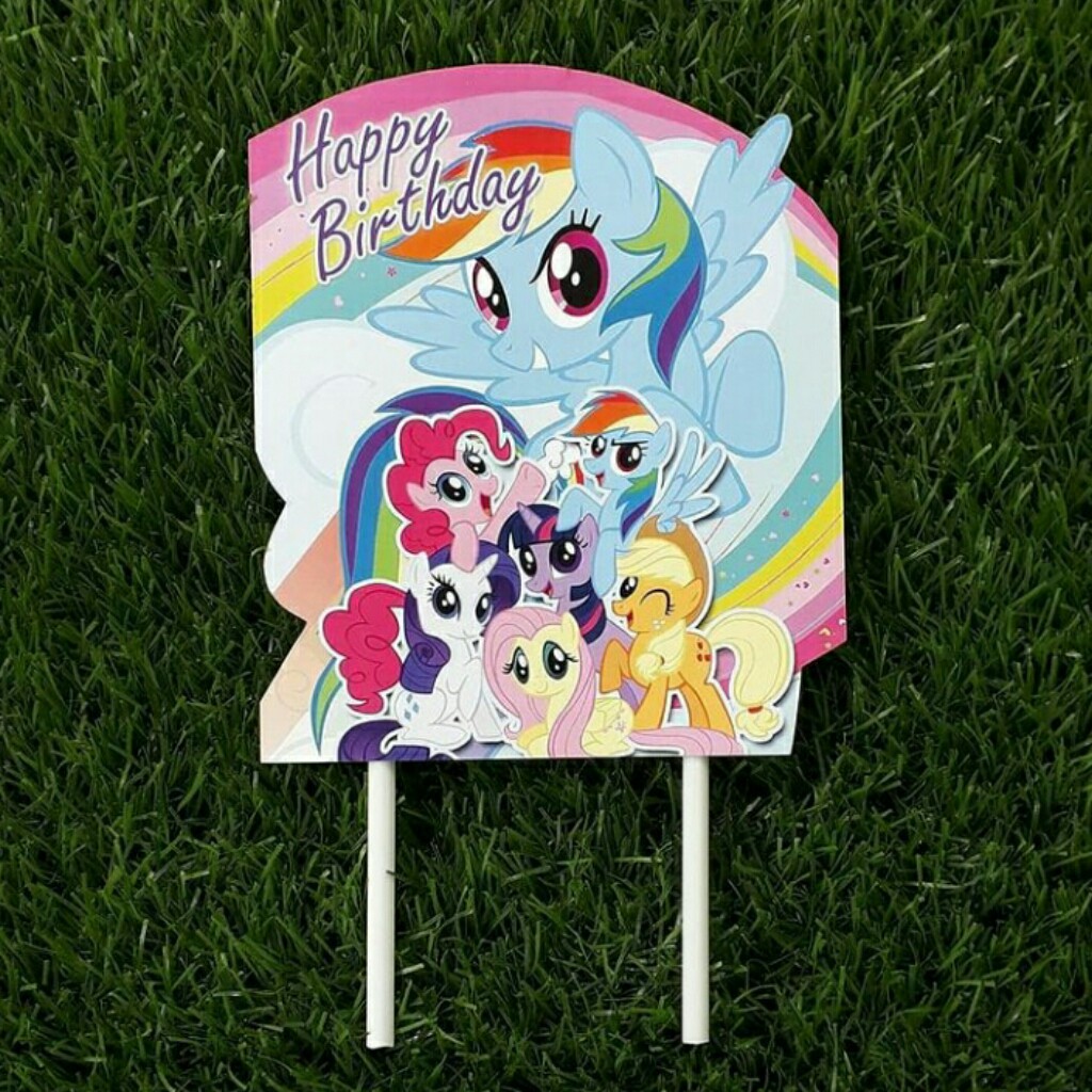 topper toper hiasan tusukan kue cake ulang tahun happy birthday karakter kuda poni my littlle pony