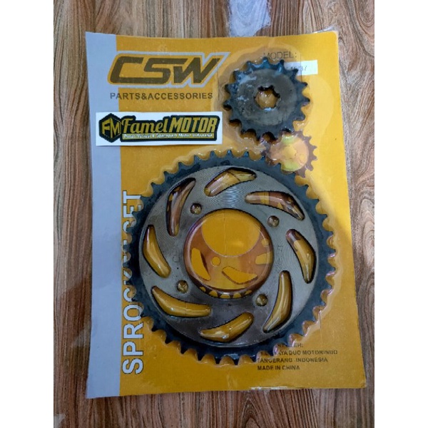 GEAR JUPITER Z/F1ZR/VEGA R/VEGA NEW/RXK RXKING / GEAR 428 DEPAN BELAKANG JUPITER Z GOLD
