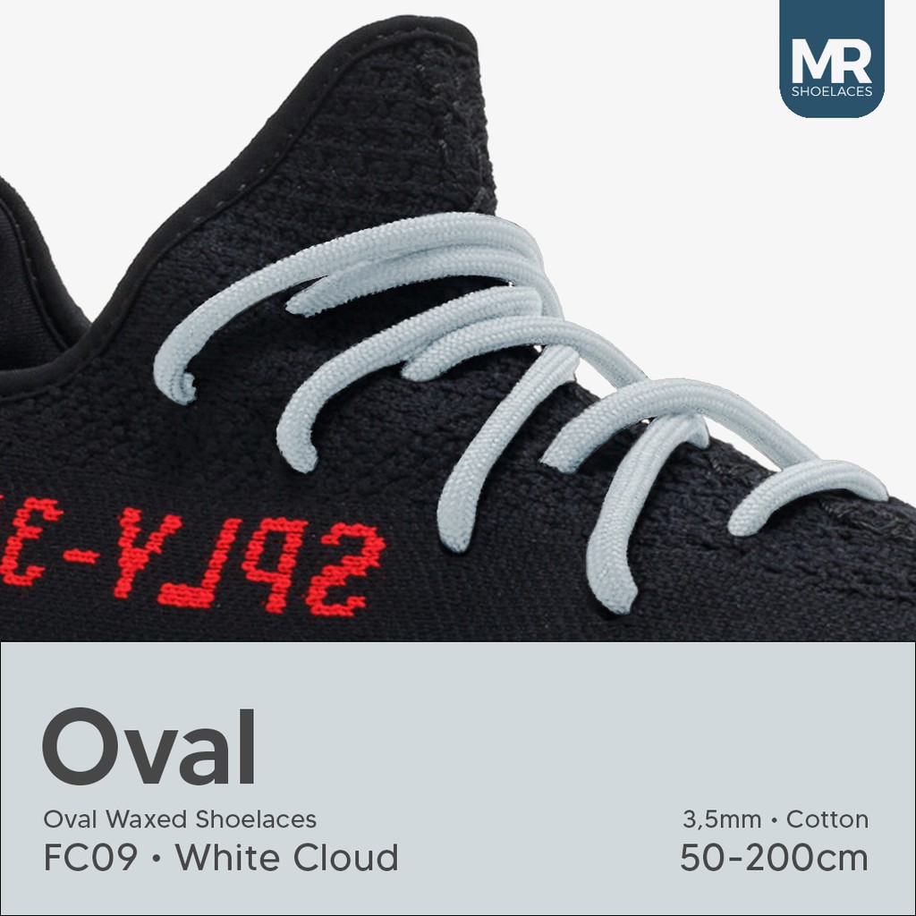 MR Shoelaces FC09 White Cloud Tali Sepatu Lilin Oval 3.5mm (Waxed Laces) 50cm 70cm 80cm 100cm 120cm 150cm - Putih