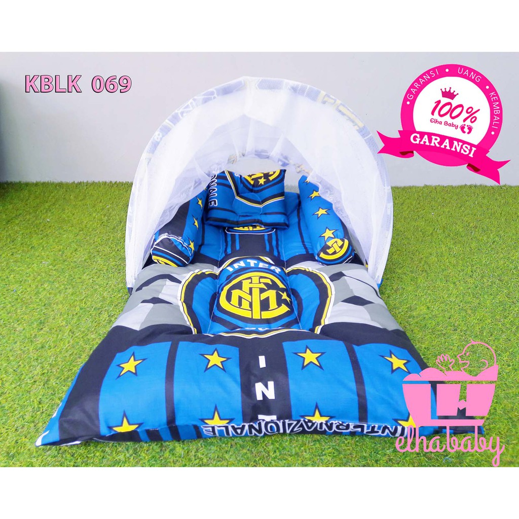 Kasur Bayi Kelambu Set Murah Motif Bola | Perlengkapan Baby Baru Lahir | Peralatan Ranjang Anak Lucu