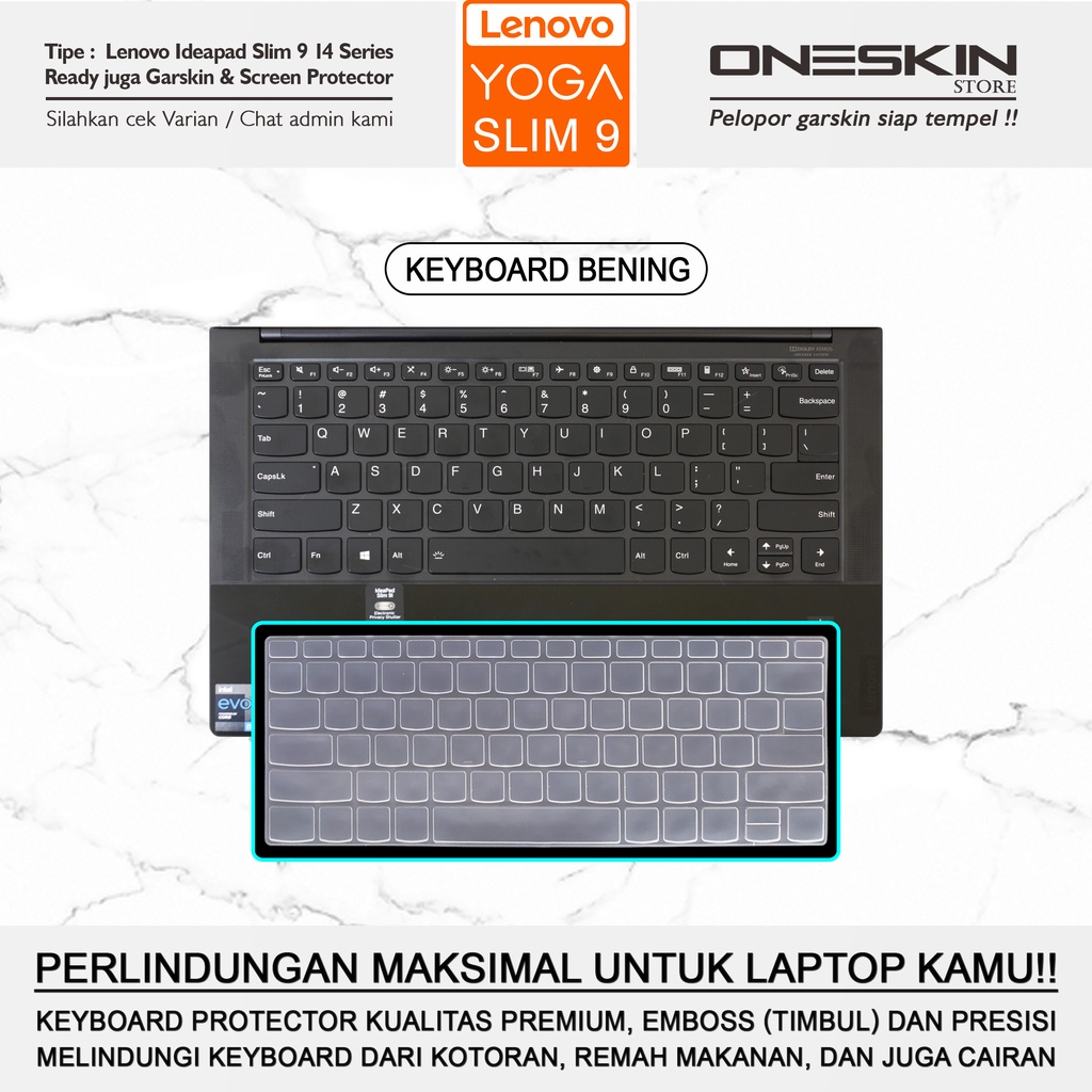 Garskin Sticker Laptop Pelindung Screen Keyboard Protector Lenovo Yoga Duet 7 7i-13 13IML05 13ITL6 Slim 9 9i-14 14ITL5 Full Body Silikon Bening Glossy