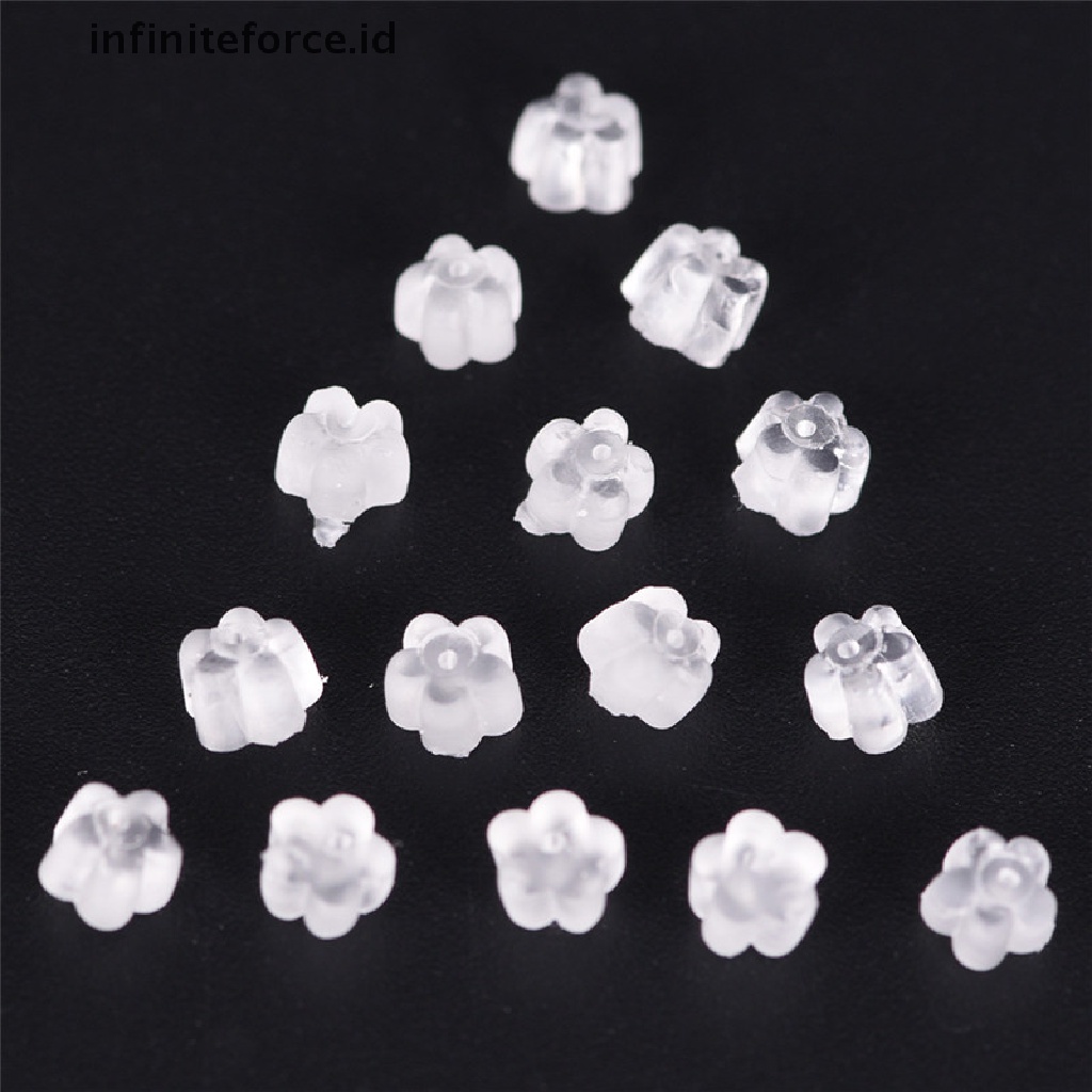 (Infiniteforce.Id) 100pcs Stopper Anting Tusuk Bentuk Bunga Bahan Karet Silikon