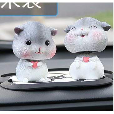 Pajangan Dashboard Mobil CUTE HAMSTER Plastik Karet Goyang Kepala Shacking Head