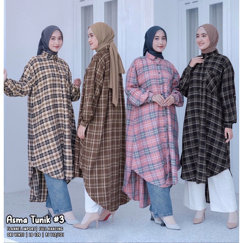Long Tunik Flanel Premium // Kemeja Panjang Flanel // Tunik Kemeja Flanel // Tunik Kotak kotak RISSA