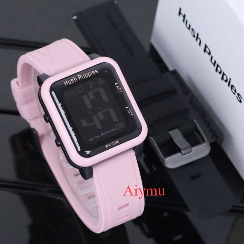 Jam Tangan Wanita HUSH PUPPIES DIGITAL 1302 dual Tali Rubber Free Box / jam hush puppies