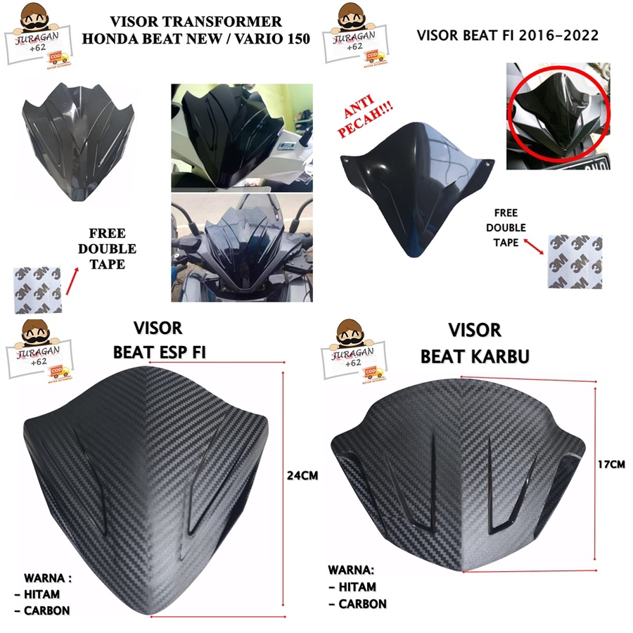 VISOR BEAT NEW FI F1 ESP CARBU KARBU DELUXE NEW WINDSHIELD WIND SHIELD