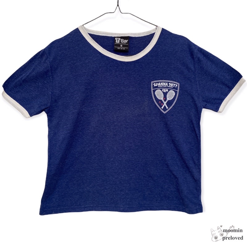 [Preloved] Cotton On Tennis Vintage Ringer Tee (Biru Navy)