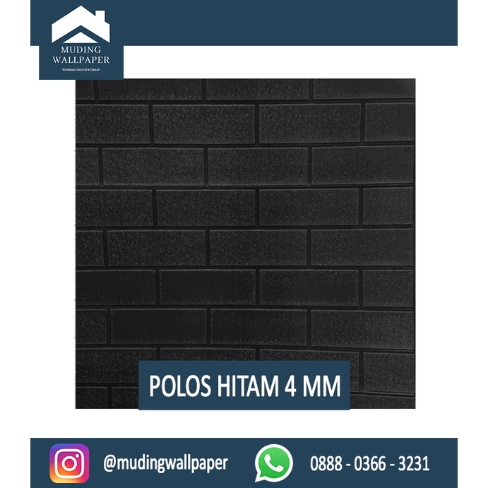 Wallpaper Bata Putih 3D Foam 77 x 70 cm-Polos Hitam 4 MM