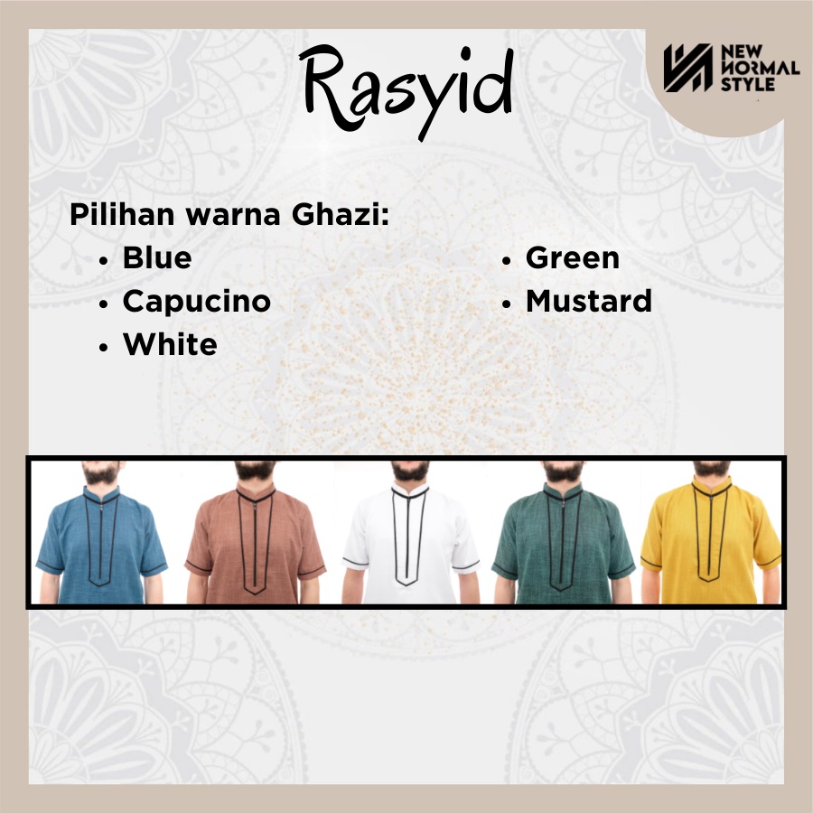 Rasyid Series Baju Pakaian Kemeja Kemko Koko Kokoh Muslim Kurta Pakistan Pria Laki Cowok Dewasa Lengan Pendek Dewasa Premium Terbaru 2022