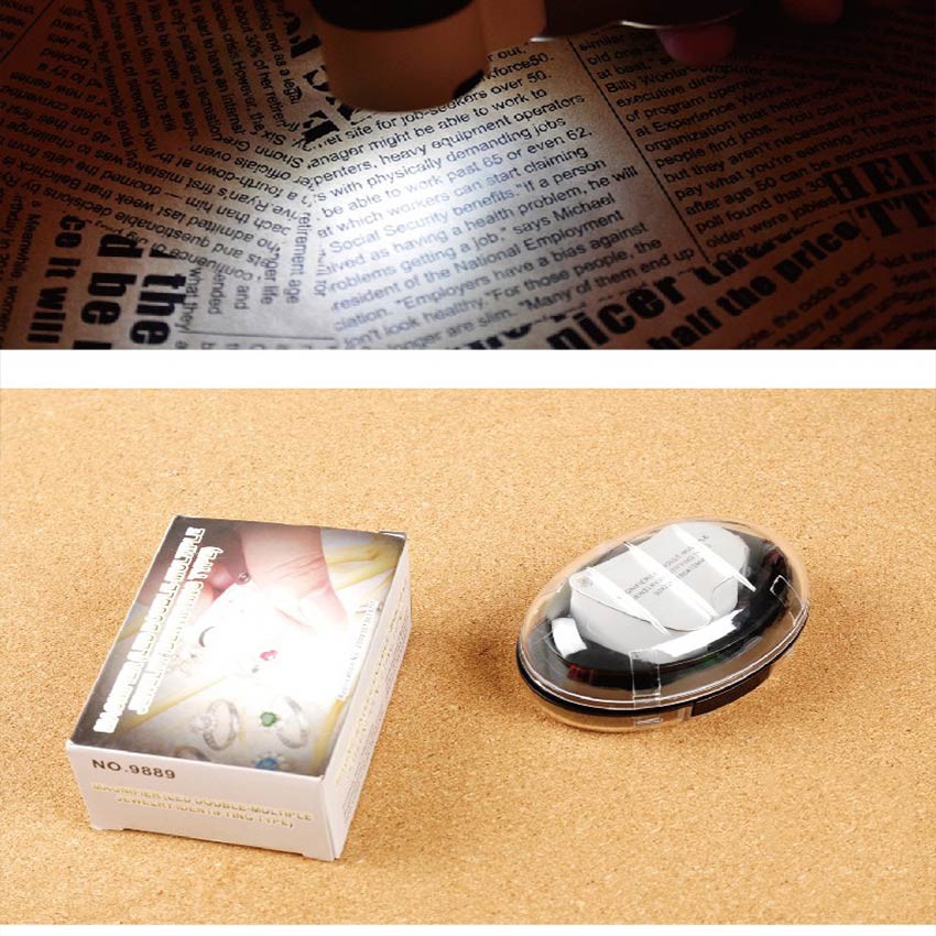 30X / 60X Kaca Pembesar LED Untuk Cek Perhiasan 2 In 1 Loupe Mini Microscope Magnifying glass