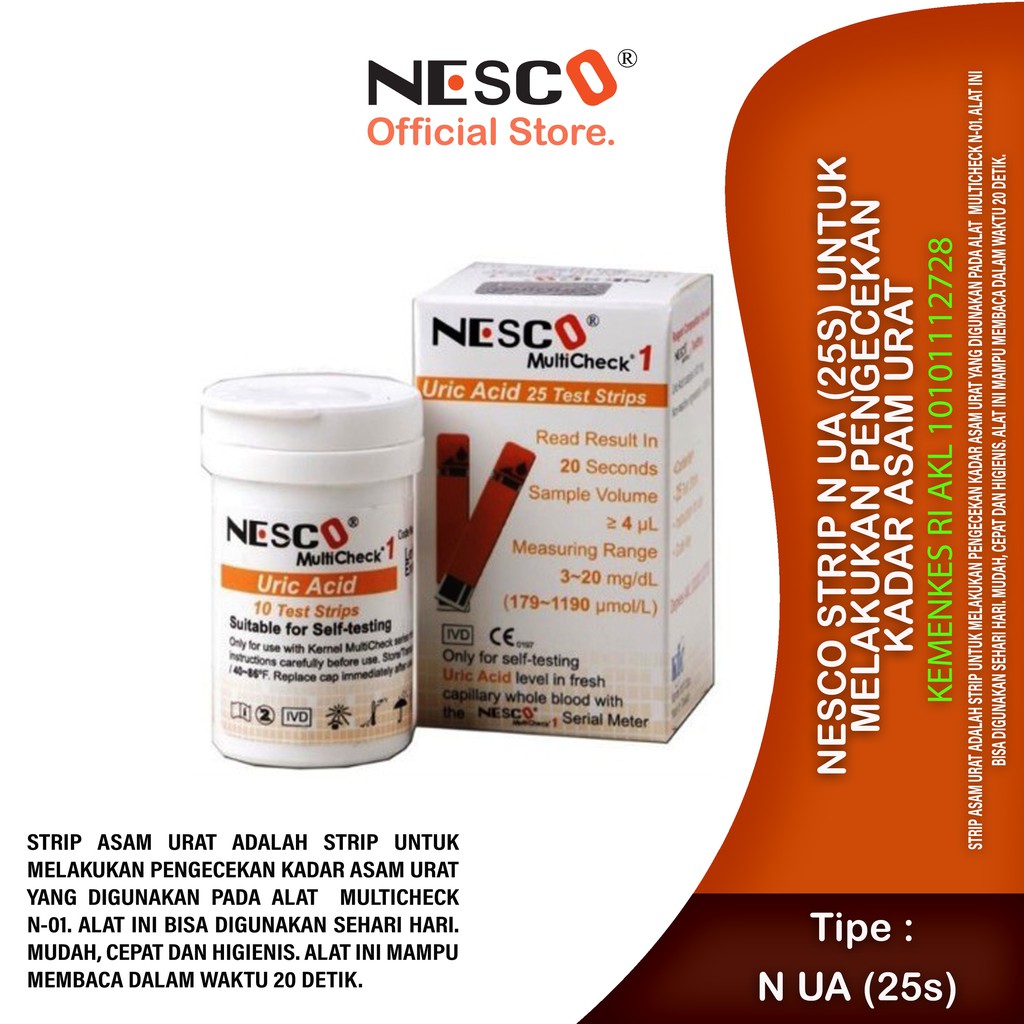 Nesco Strip N UA (25s) STRIP UNTUK CEK ASAM URAT (25pcs/btl)