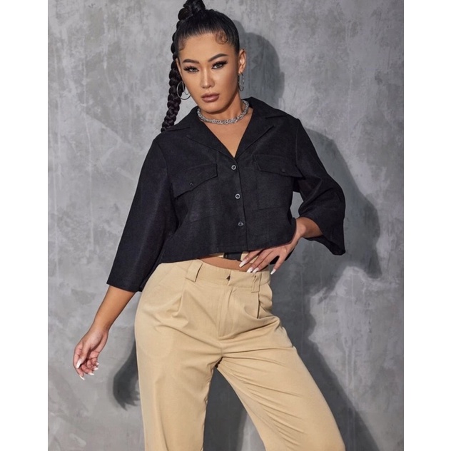 KEMEJA CROP LINEN OVERSIZE- LANTANA KEMEJA CROP