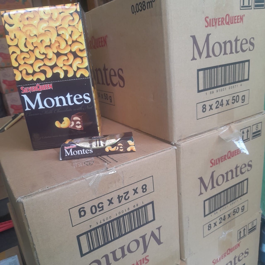 SILVERQUEEN MONTES 50 GR 8 BOX X 24 PCS 1 KARTON , SILVER QUEEN MONTES 50 GRAM 1 DUS COKELAT, COKLAT