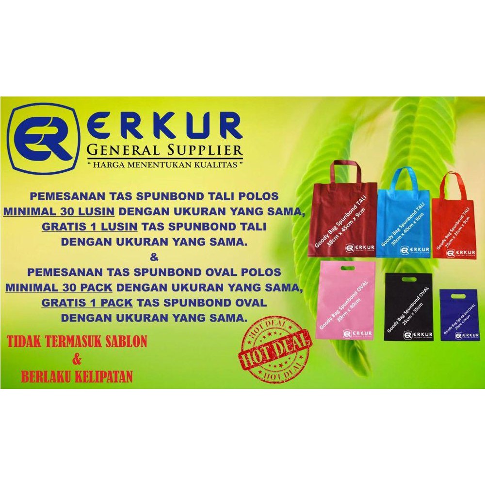 

NEW MODEL OVAL 25x35cm - GOODY BAG - GOODIE BAG - ECO BAG - TOTE BAG - TAS SPUNBOND POLOS - TAS