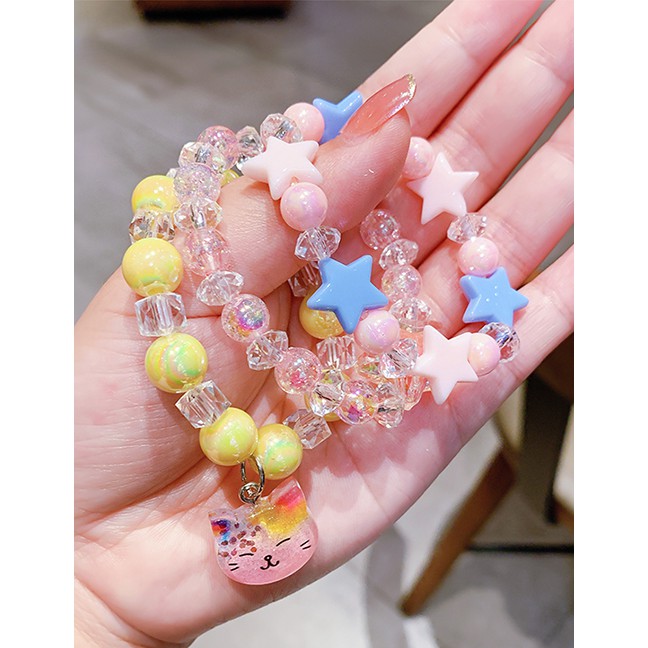 LRC Gelang Fashion Pink Princess [lightable] Resin Lollipop Princess Pentagram Childrens Luminous