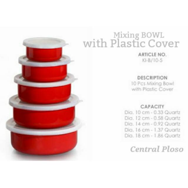 Red BOWL with plastic Cover Tahan Panas Dingin BOWLCP