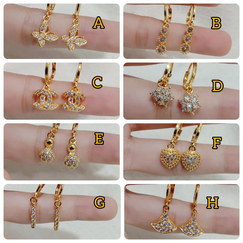 RAL60. Anting xuping dewasa lapis emas dgn mata zircon model jepit