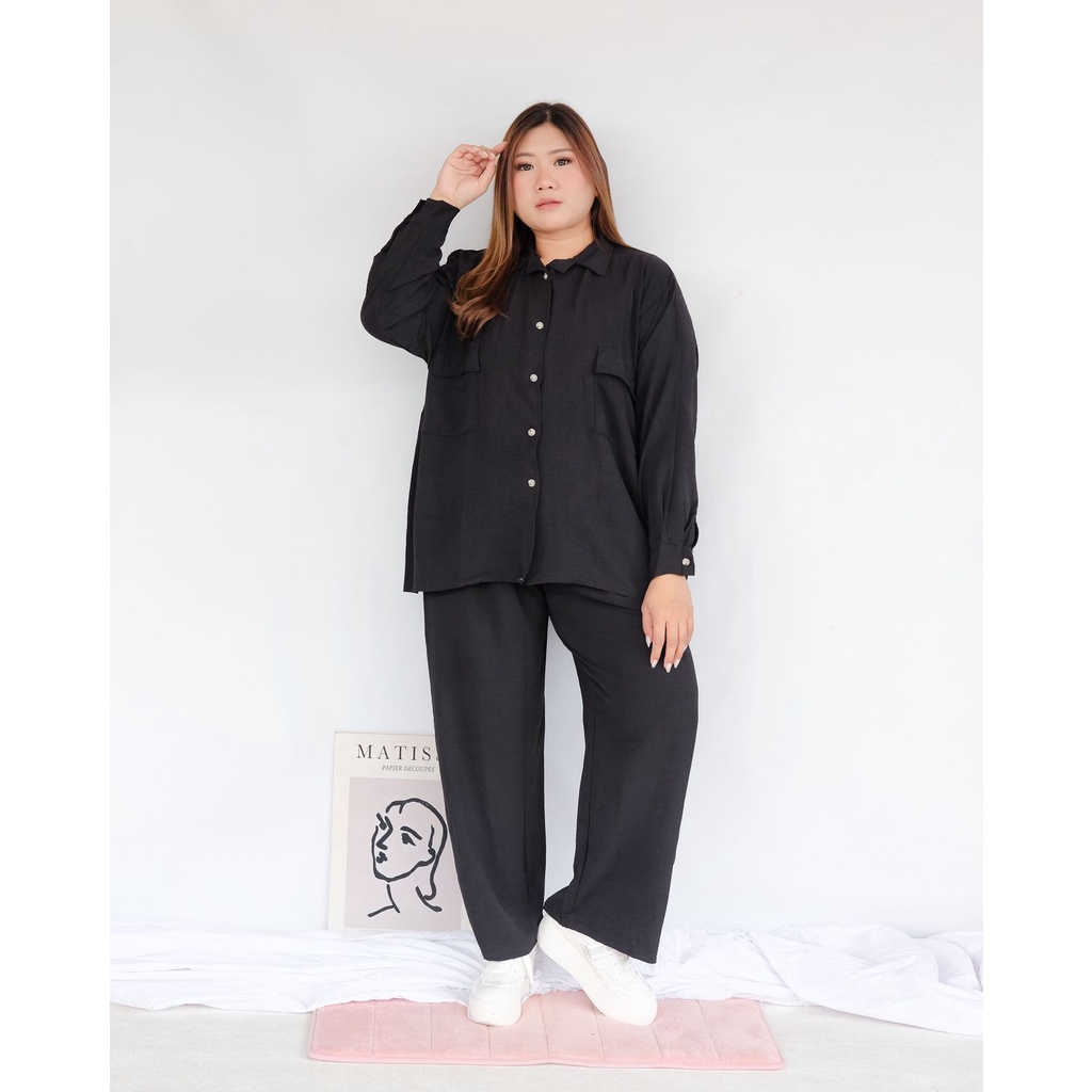 BIGWELL MARISKA SET POLOS - SETELAN WANITA BIG SIZE / SETELAN JUMBO / PIYAMA RAYON