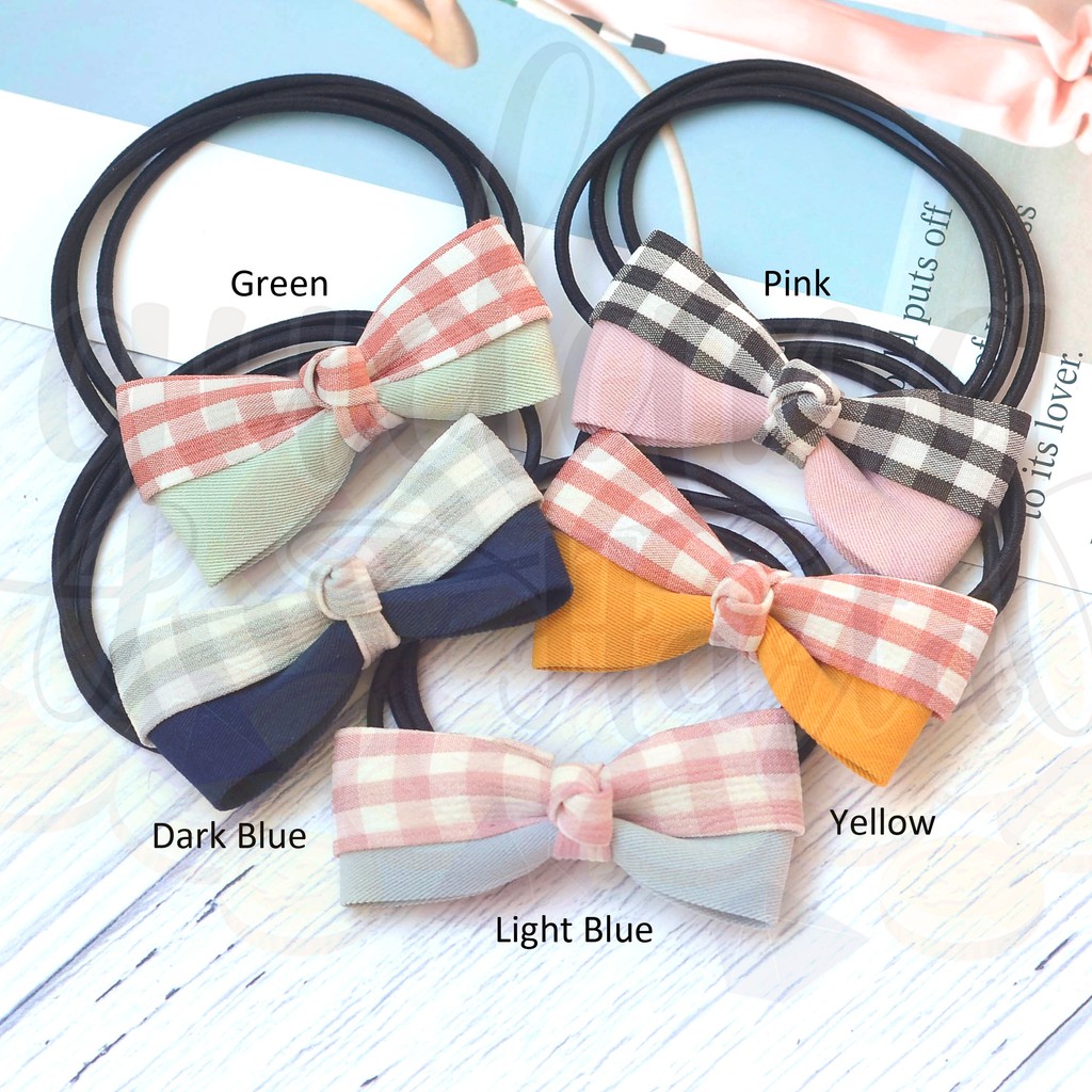 Ikat Rambut Checked Ribbon Pita Simple Cantik GH 201460