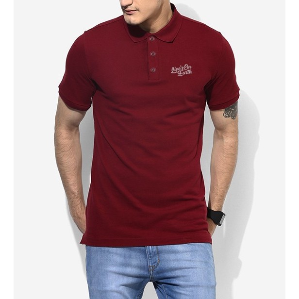 Kaos Polo Shirt Lacoste Kerah Golf Polos LV Rubby Maroon