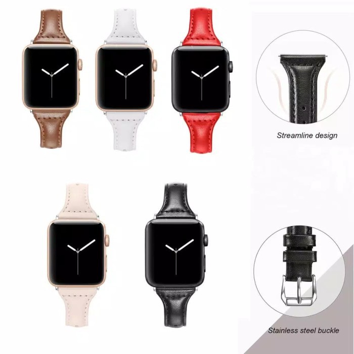 Strap Apple Watch Leather Slim Modis 38mm/40mm/41mm/42mm/44mm/45mm/49mm