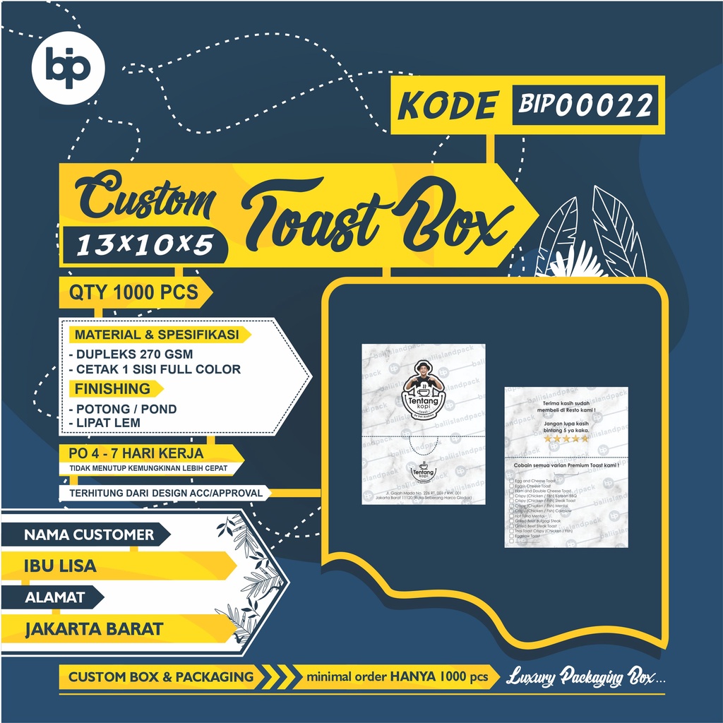 BIP00022 I Custom Toast Box I 13 x 10 x 5