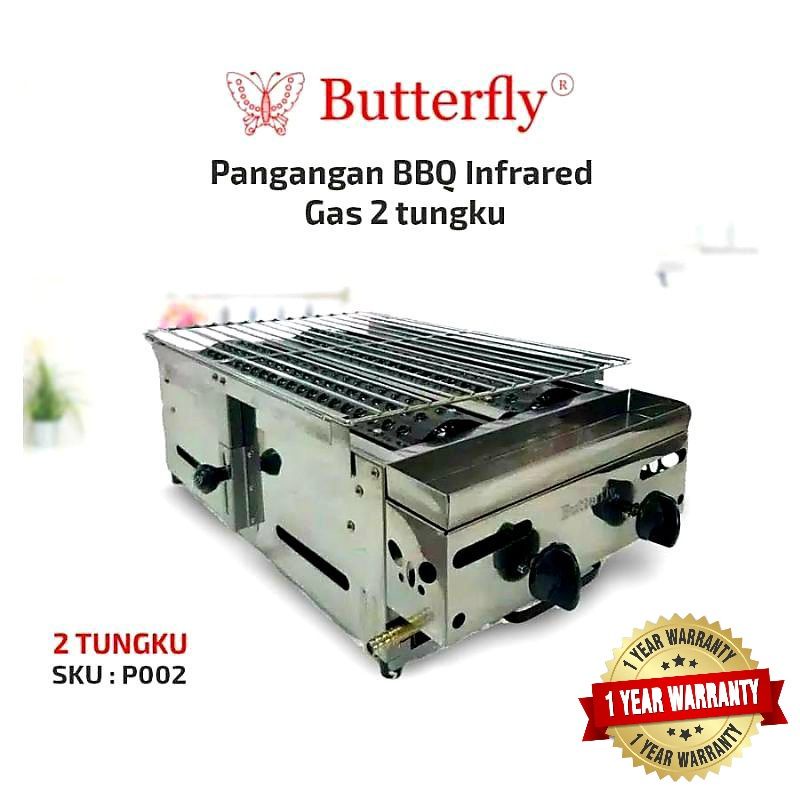 Kompor Panggang Sosis / Pemanggang BBQ Sosis Bakar, Sate, Ayam, Daging, Ikan Infrared Butterfly 2 Tu