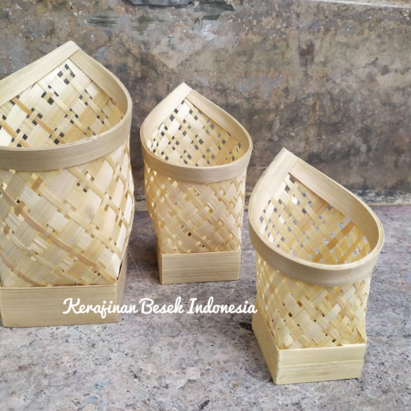 ( TEMPAT TISU BAMBU 1 SET ISI 3 UKURAN ) wadah tisu / tisu makan / tisu wajah / souvenir unik / kera
